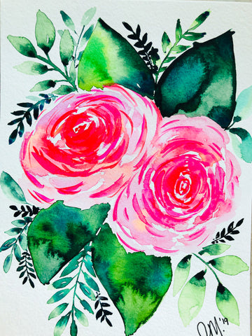 Pink Watercolour Roses | Weave and Woven