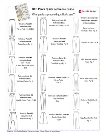 Sure-Fit Designs Pants Styles Quick Reference Guide