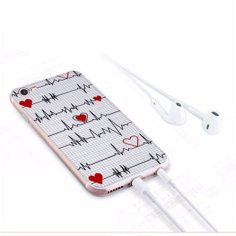 Coque pour iPhone imprimé graphe électrocardiogramme avec des cœurs - Protection silicone pour smartphone spécial infirmière
