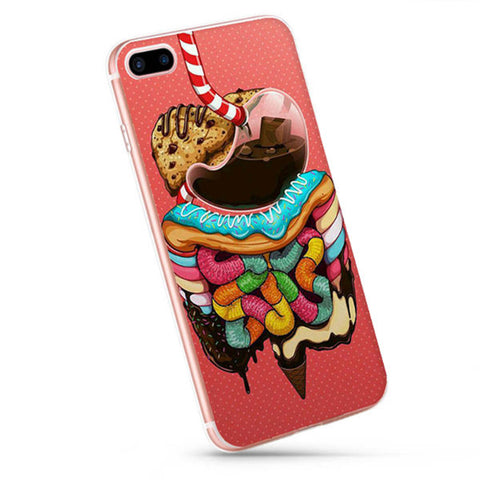 Coque pour iPhone pâtisserie en forme de système digestif - Protection silicone pour smartphone spécial infirmière