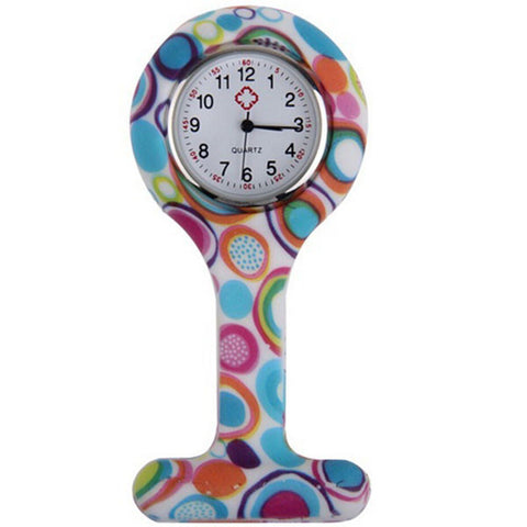 Montres broche silicone infirmière - motifs seventies