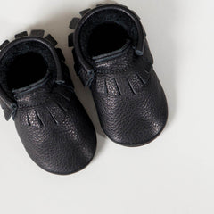amyandivor.com original baby moccasins baby shoes in black
