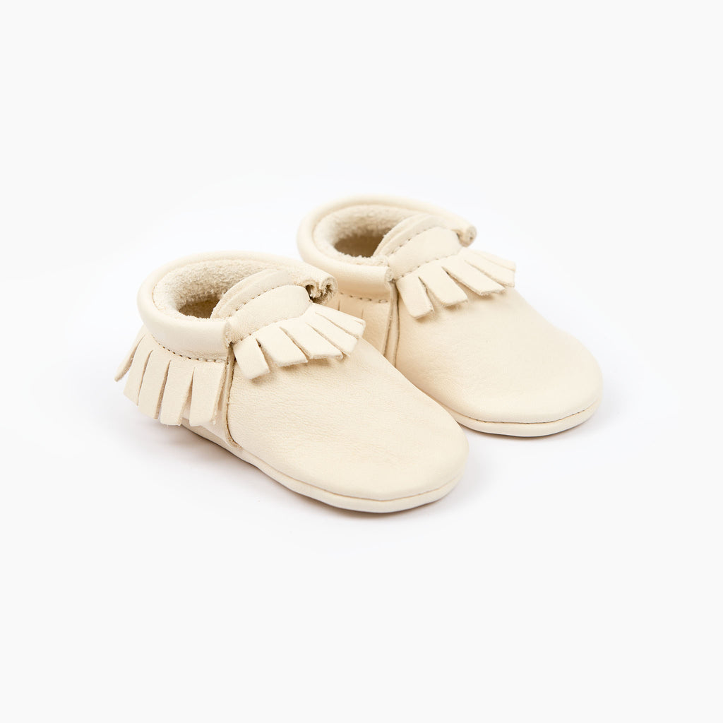 cream baby moccasins