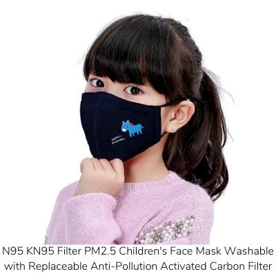 N95 KN95 Filter PM2.5 Childrens Face Mask Washable with Replaceable Anti-Pollution Activated Carbon Filter