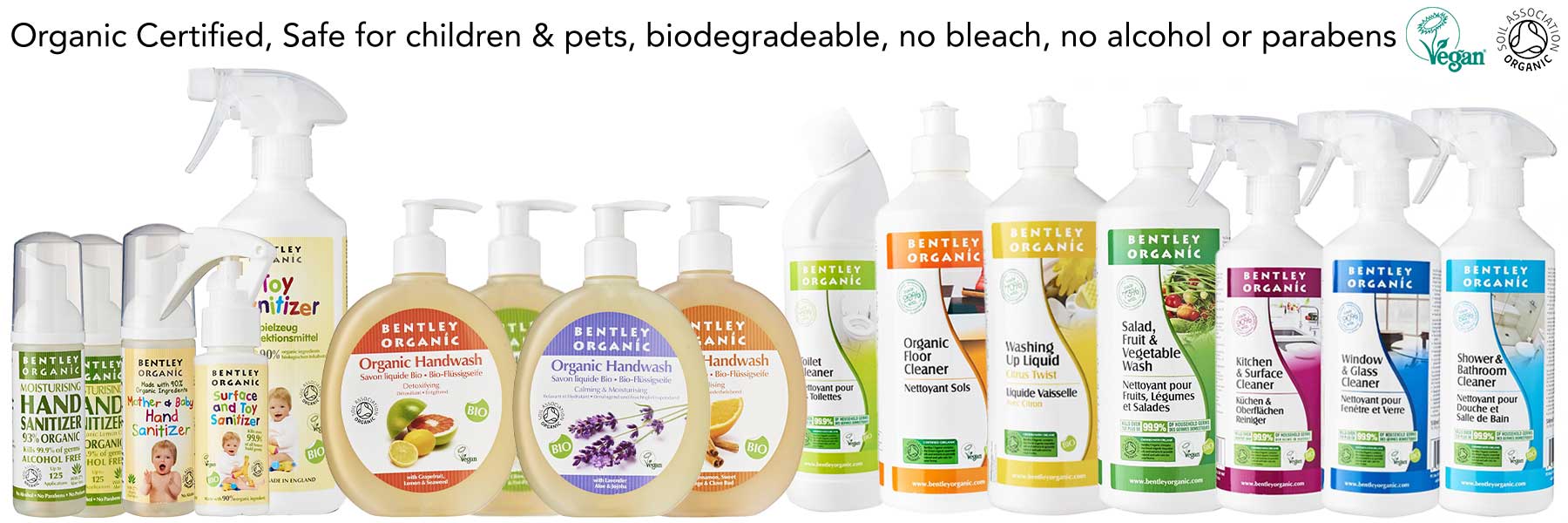 Bentley Organic Sanitisers and Home Cleaners - Safe for Babies and Pets No Alcohol, Bleach, Parabens, SLS/SLES, Vegan