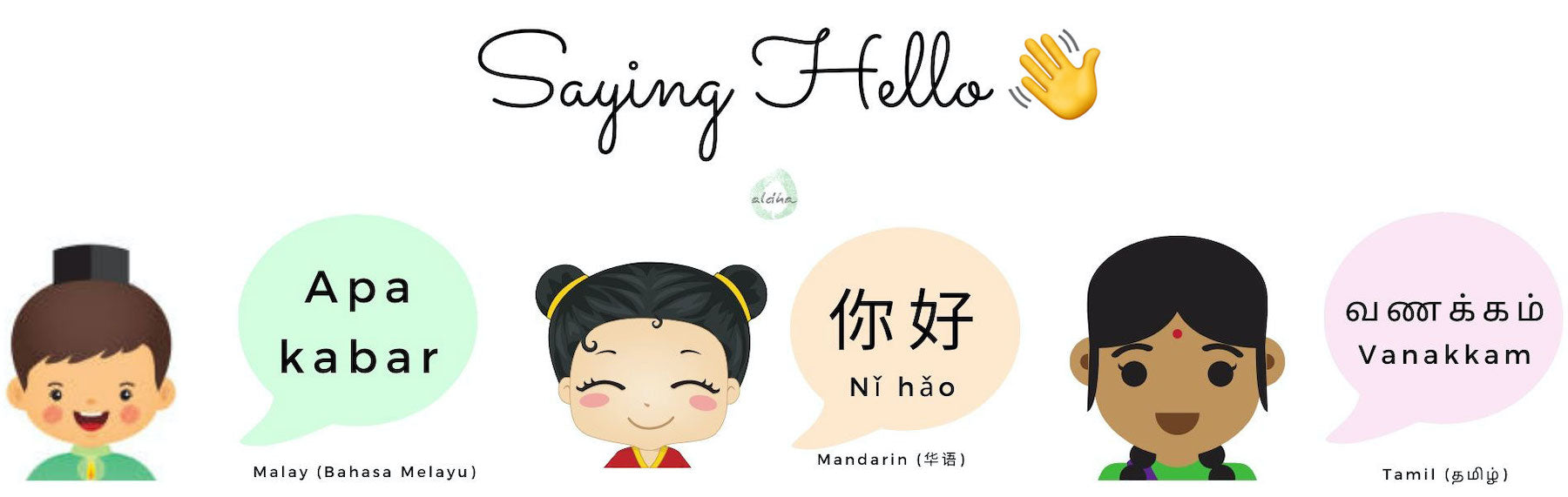 Saying hello in 3 different languages Singapore