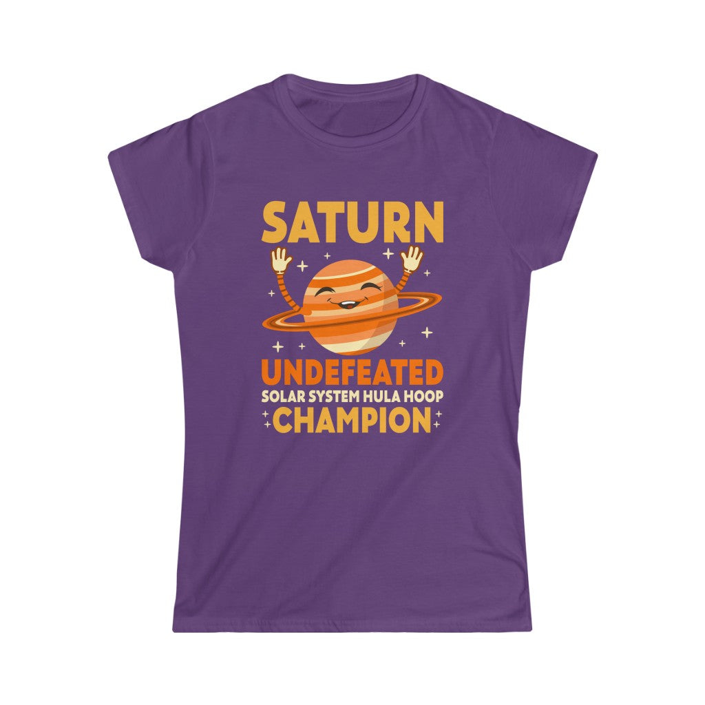Funny Saturn Solar System Hula Hoop Shirt | Astronomy Science Shirt | Women's Softstyle Tee