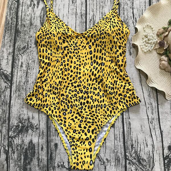 yellow leopard swimsuit