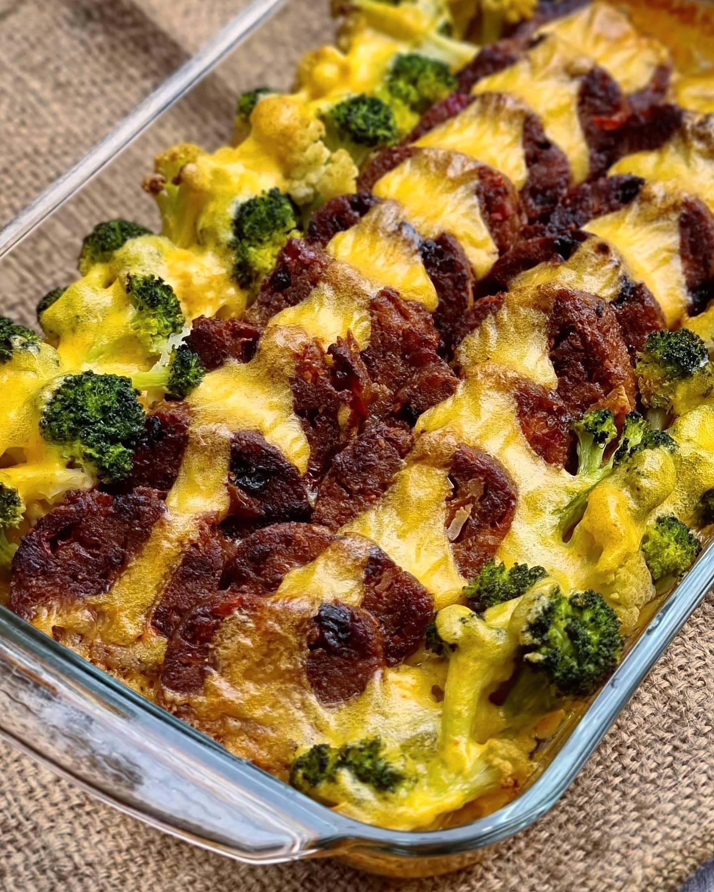 Cheesy Embutido with Broccoli and Cauliflower