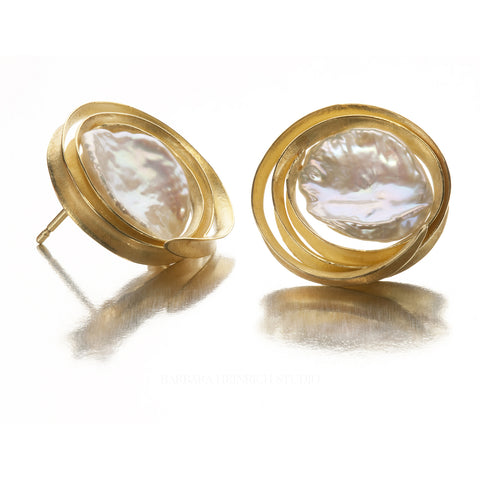Swirl Earrings with Pearls