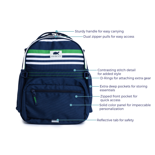 The Wanderer Backpack product features front of pack