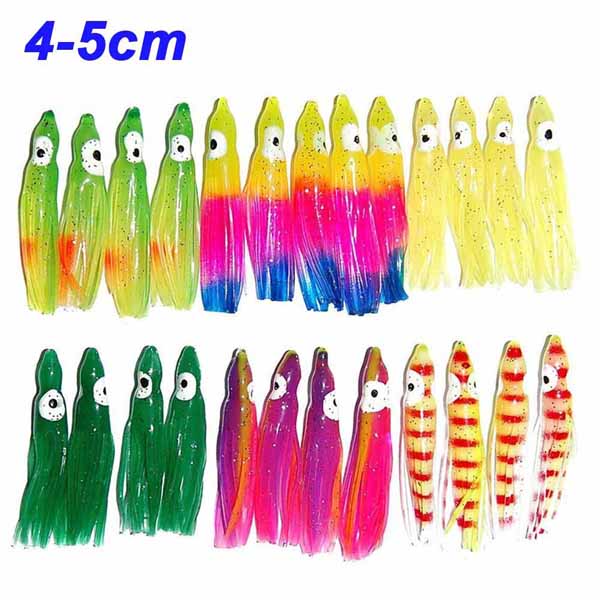 2'' 4.73" Octopus Squid Skirt Lures Bait Soft Fishing Lures Mixed Color Tackle 