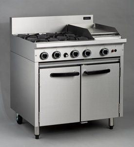 Blue Seal Cobra 900mm Four Burner Gas Cooktop Griddle And Oven