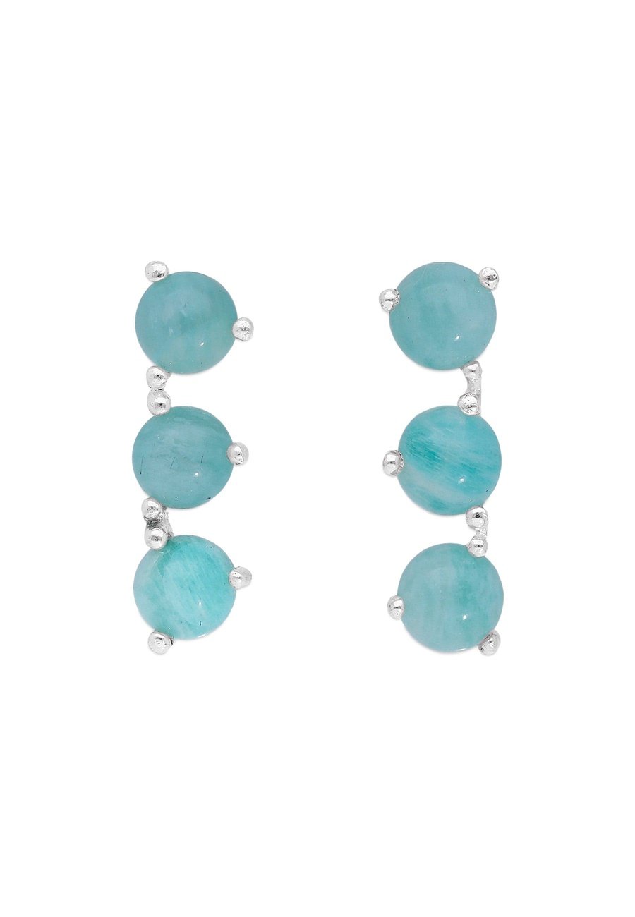925 Sterling silver stud earrings with 8 mm natural Peruvian Amazonite
