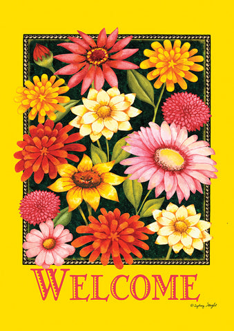 Yellow Welcome Bouquet Double Sided Flag Image