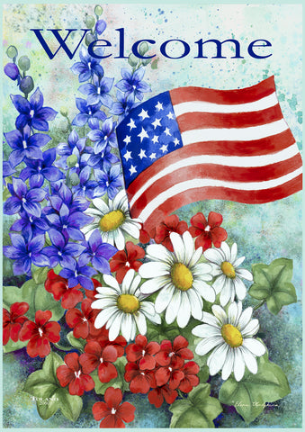 Patriotic Flowers Flag Image