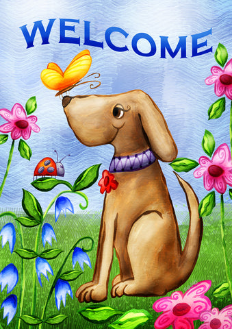 Welcome Dog Double Sided Garden Flag Image