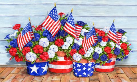 Patriotic Pansies Door Mat Image