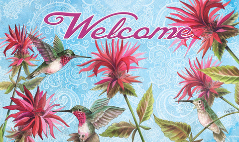 Hummingbirds in Garden Door Mat Image