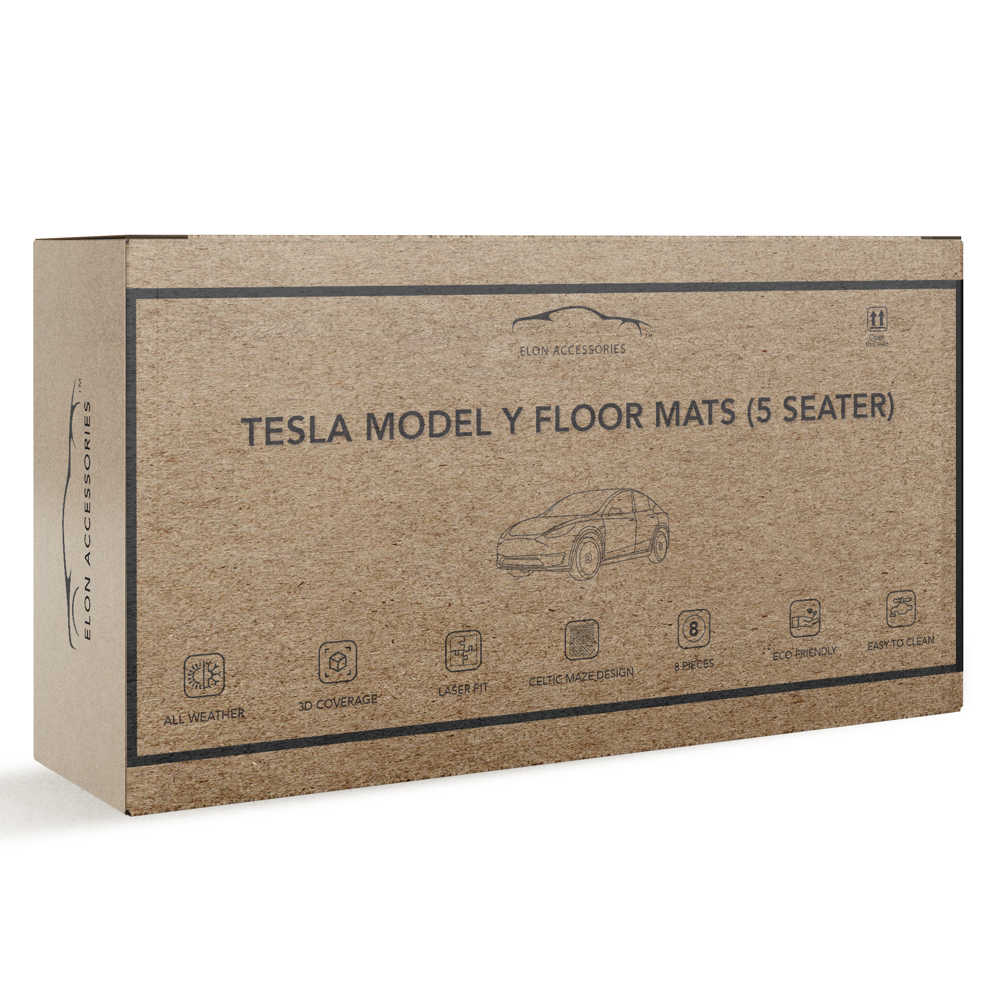 Tesla Model Y (5-Seater) Floor Mats: All-Weather, 3D & Complete 8 Piec – Elon Accessories