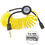 24 foot yellow air hose with gauge and ez twist air chuck