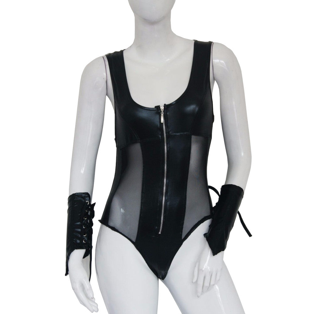 Black Flexible Hot Latex Leotards For Women Laid