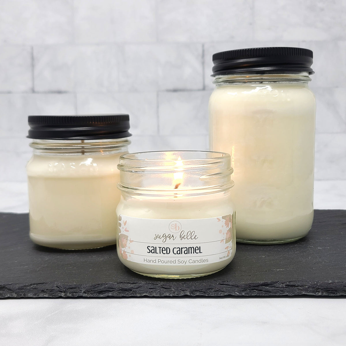 Salted Caramel Scented Soy Candles Mason Jars Sugar Belle Candles 3603