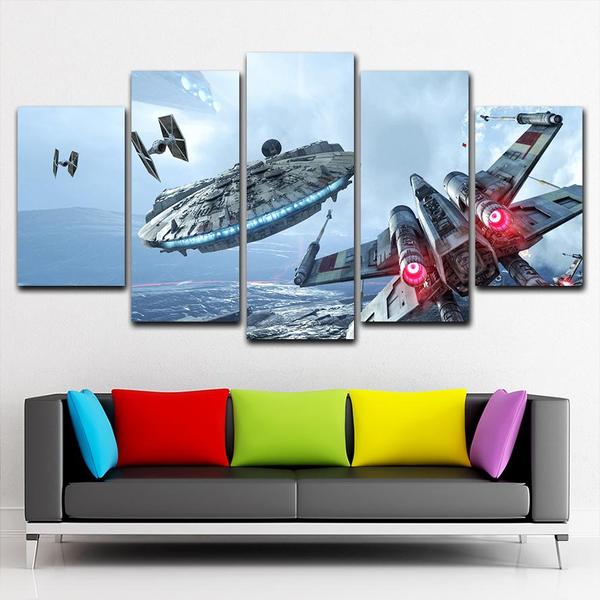 Canvas Wall Art Modular Pictures Home Decor 5 Panels Star Wars Ufo Paintings Living Room Hd Printed Animation Posters Framework