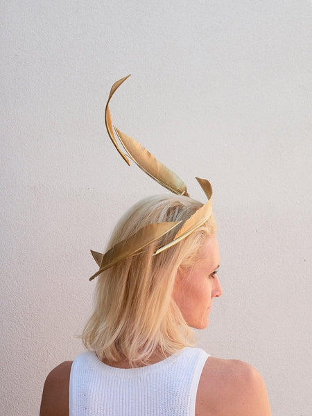 Back view of #Gold #headpiece #Millinery.