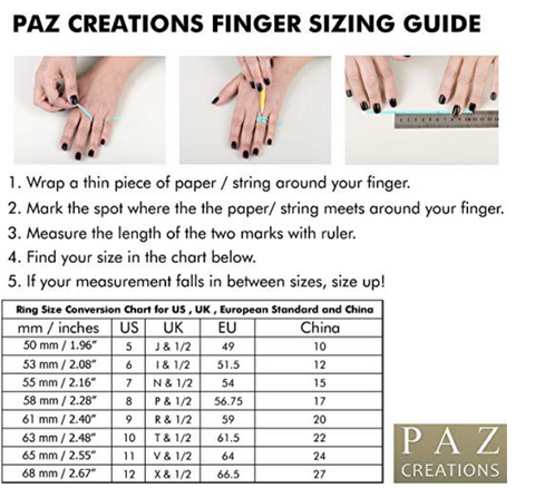 Paz Creations Ring Size Guide