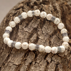 white magnesite beaded bracelet