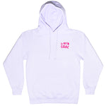 LIVINCOOL PINK WAVY LOGO WHITE HOODIE