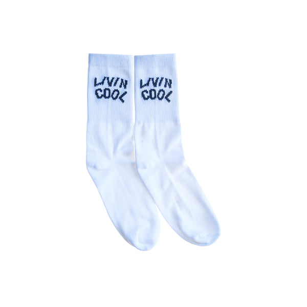 LIVINCOOL WAVY BLACK LOGO WHITE SOCKS