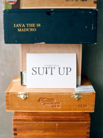 Time To Suit Up Groomsmen Card