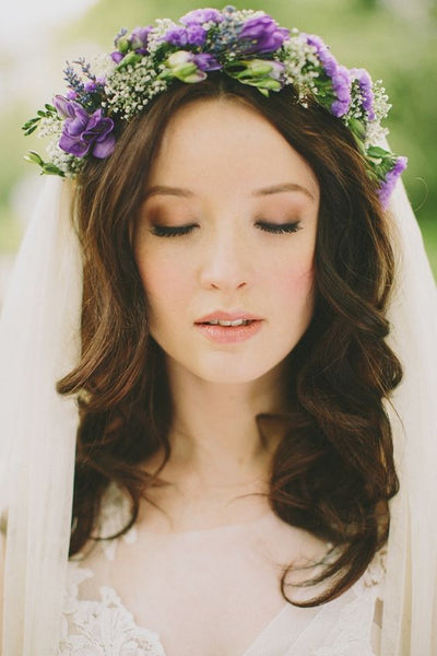 ultra violet wedding flower crown pantone