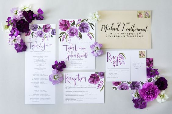 ultra violet wedding invitation