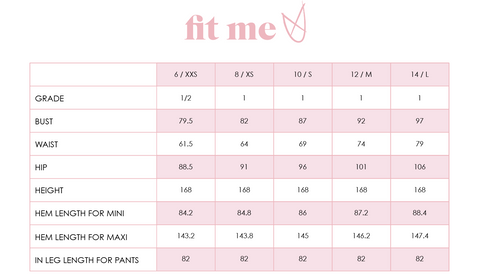 Mink Pink Size Chart