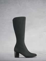 Avocet Grey Suede - Grey suede block heeled boots.
