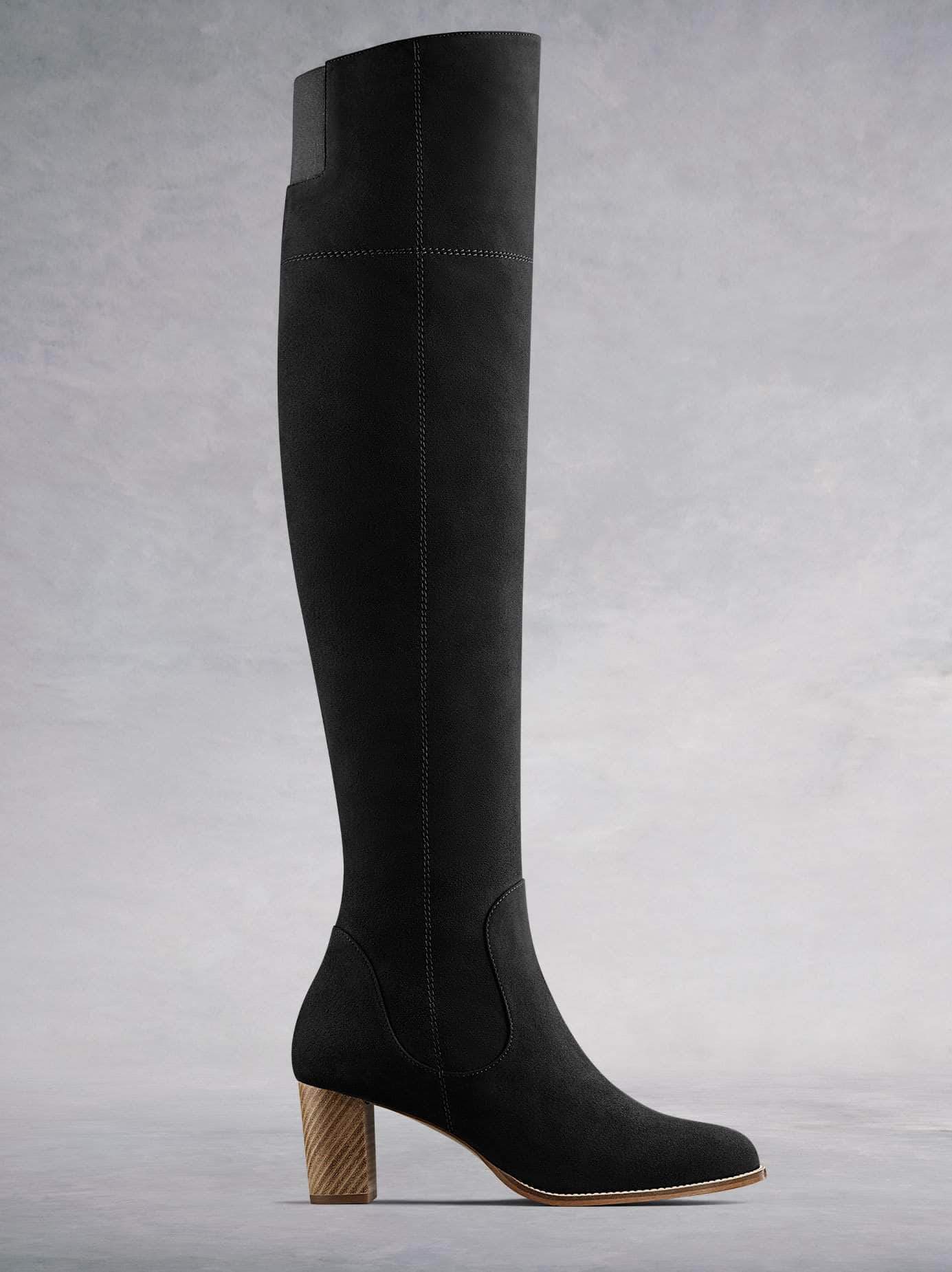 Your go-to over the knee this season, Hawkesmere in luxurious soft black kid suede. Available in a wide range of calf sizes.