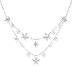 Double-Row Silver Stars Necklace