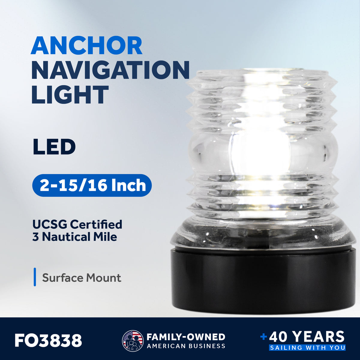 non-brand Anchor Stern Navigation Light Marine Yacht Yacht 12V Tutto Tondo 360 Gradi 
