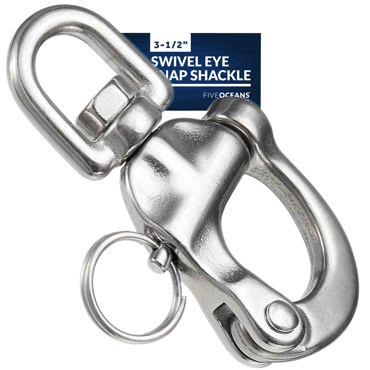 3 1/2 and 5 Five Oceans Stainless Steel Swivel Eye Snap Bail Shackle 2 3/4 