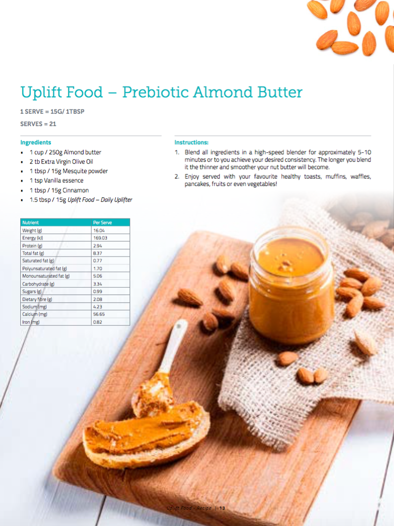 Uplift Food Good Mood Food Menu Prebiotic Almond Butter