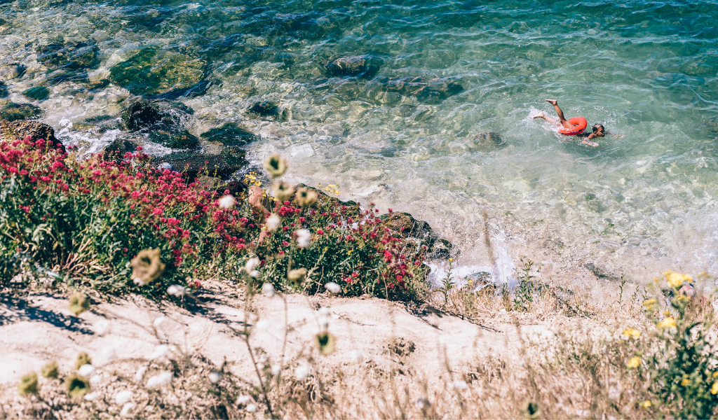 swimming on beach