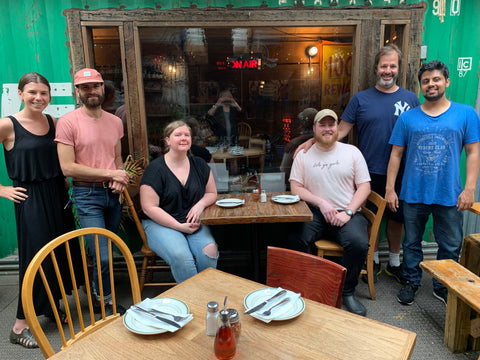 Team GERTIE on Heritage Radio’s The Main Course OG broadcasting from Roberta’s in Bushwick, Brooklyn. Emily Pearson, Nate Adler, Katy Moore, Will Edwards, Patrick Martins, Jeet