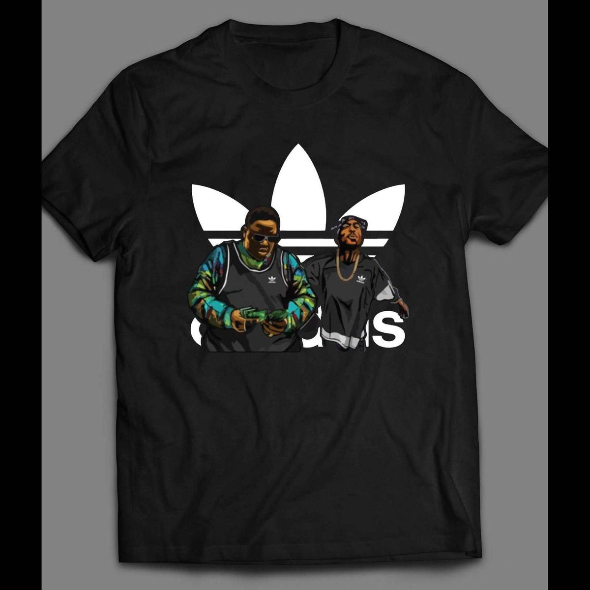 RAPPERS TUPAC AND BIGGIE SMALLS SPORTS WEAR PARODY MASH UP T-SHIRT