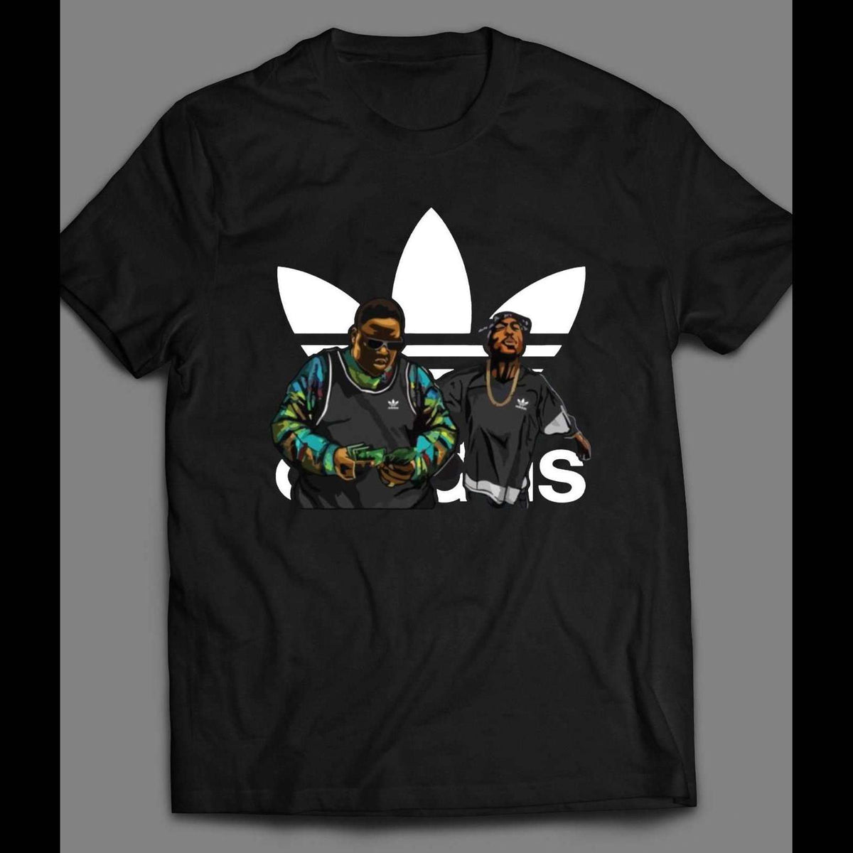 RAPPERS TUPAC AND BIGGIE SMALLS SPORTS WEAR PARODY MASH UP T-SHIRT1200 x 1200