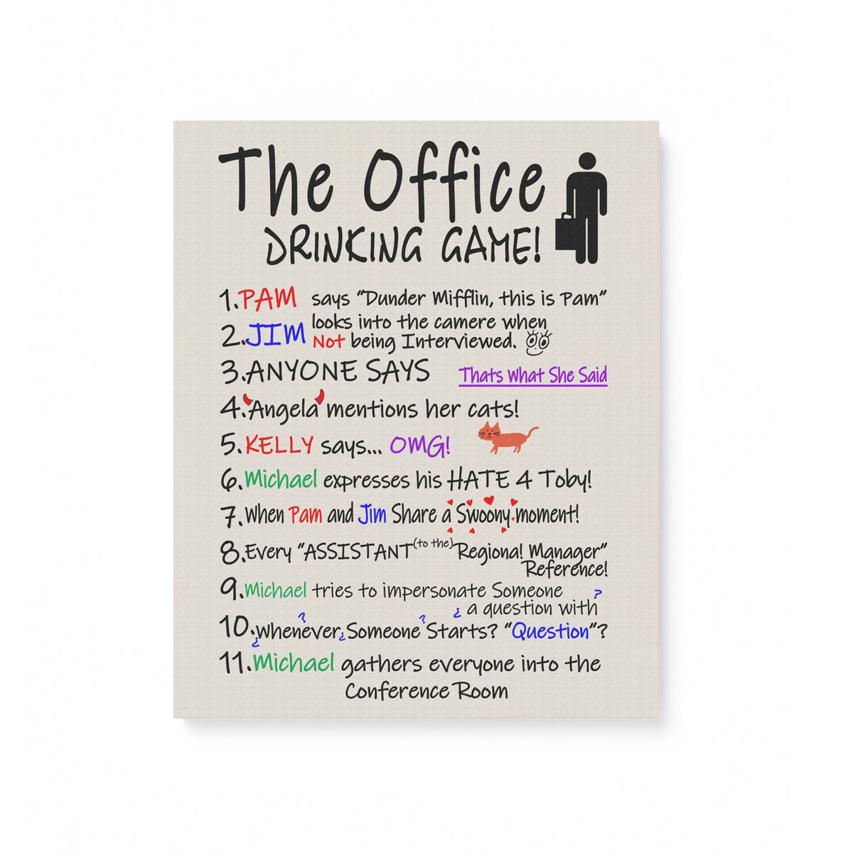 Office Drinking Game Canvas