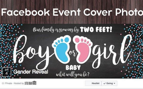 Photo example of a Facebook event cover photo for a gender reveal party.