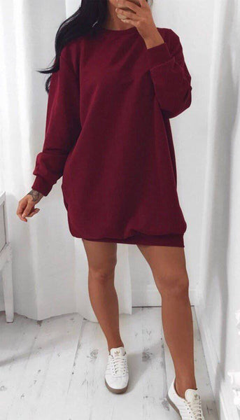 red oversized sweater dress